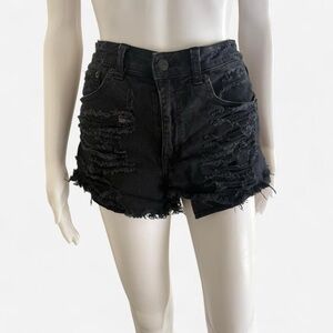 American Eagle Outfitters Black Ripped Jean Shorts